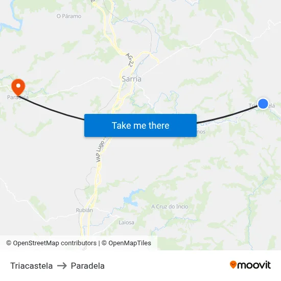 Triacastela to Paradela map