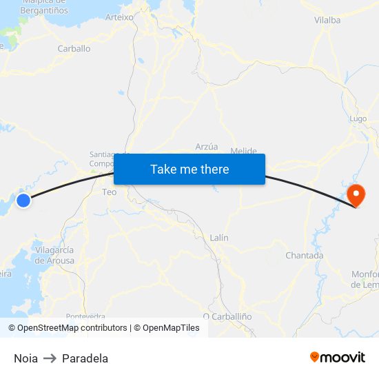 Noia to Paradela map