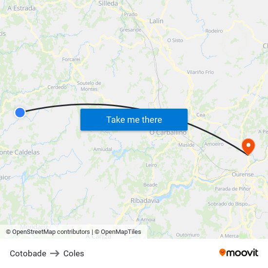 Cotobade to Coles map