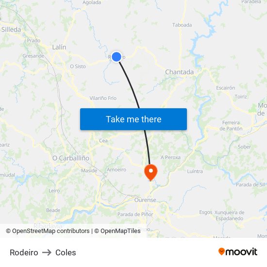 Rodeiro to Coles map