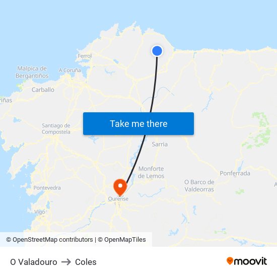O Valadouro to Coles map