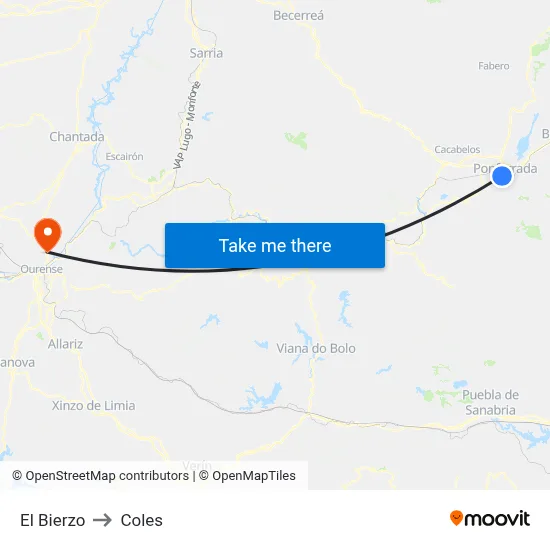 El Bierzo to Coles map