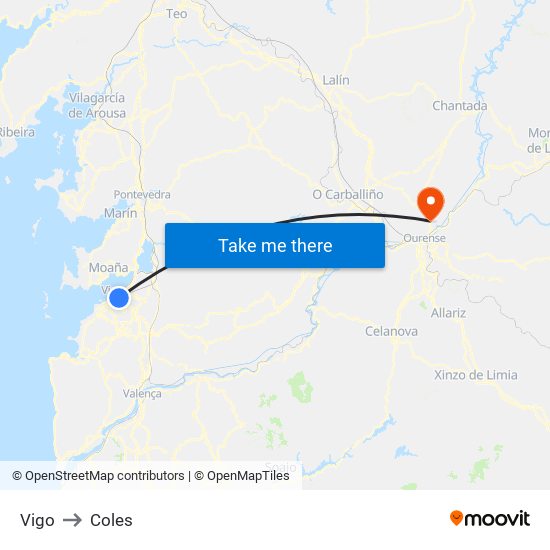 Vigo to Coles map