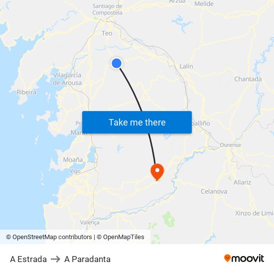 A Estrada to A Paradanta map