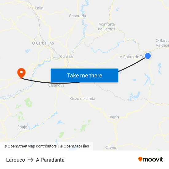 Larouco to A Paradanta map