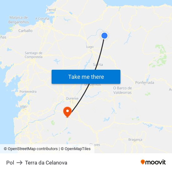 Pol to Terra da Celanova map