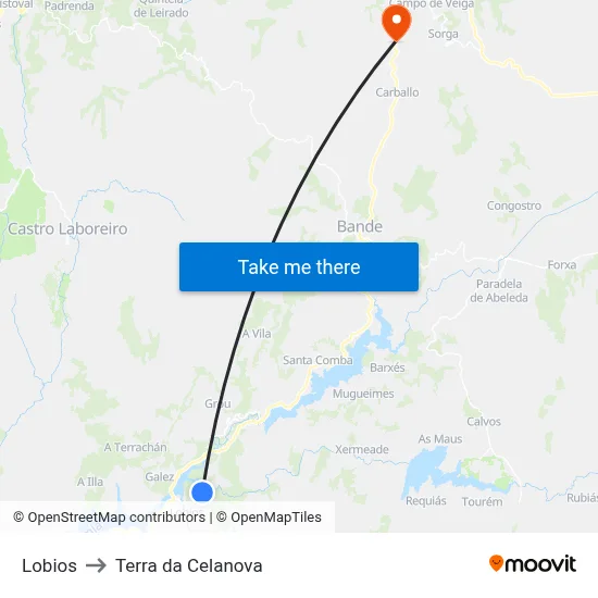 Lobios to Terra da Celanova map