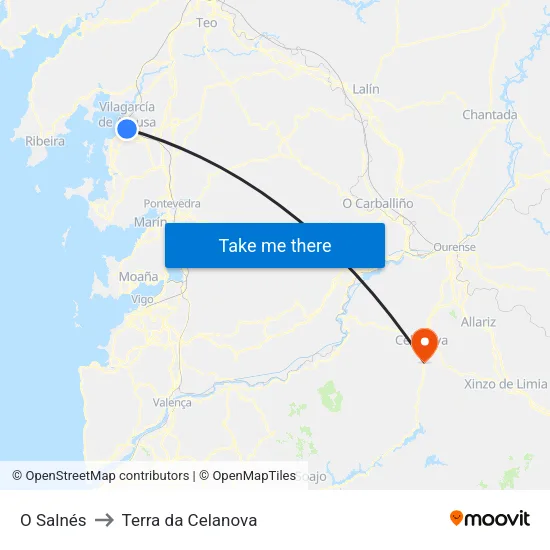 O Salnés to Terra da Celanova map