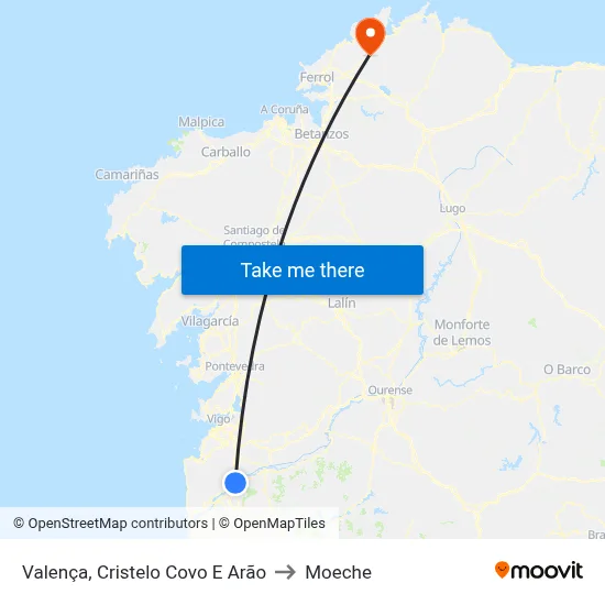Valença, Cristelo Covo E Arão to Moeche map