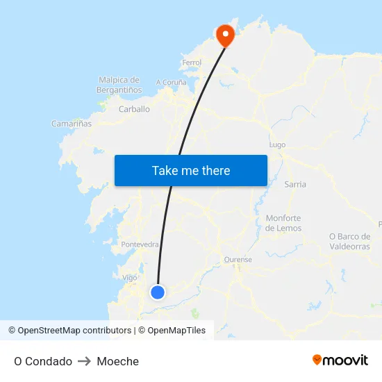 O Condado to Moeche map