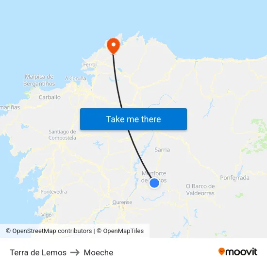 Terra de Lemos to Moeche map