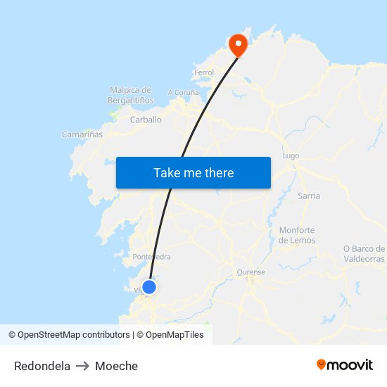 Redondela to Moeche map