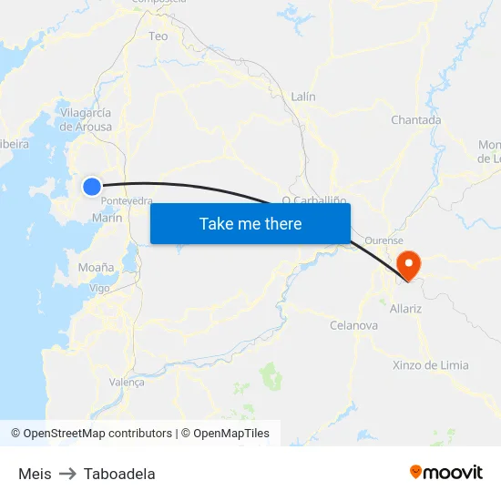 Meis to Taboadela map