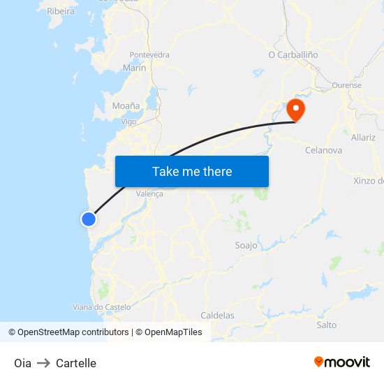 Oia to Cartelle map