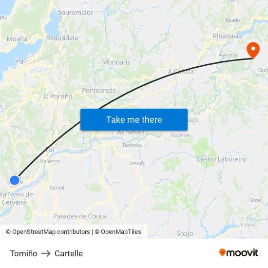 Tomiño to Cartelle map
