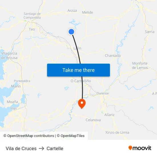 Vila de Cruces to Cartelle map