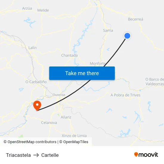 Triacastela to Cartelle map