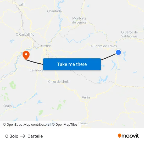 O Bolo to Cartelle map