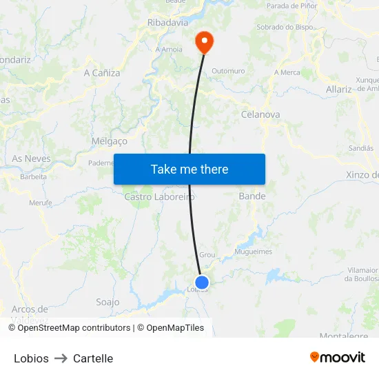 Lobios to Cartelle map