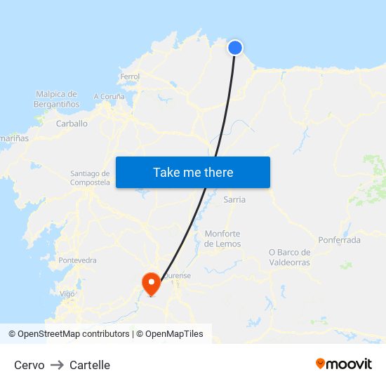 Cervo to Cartelle map