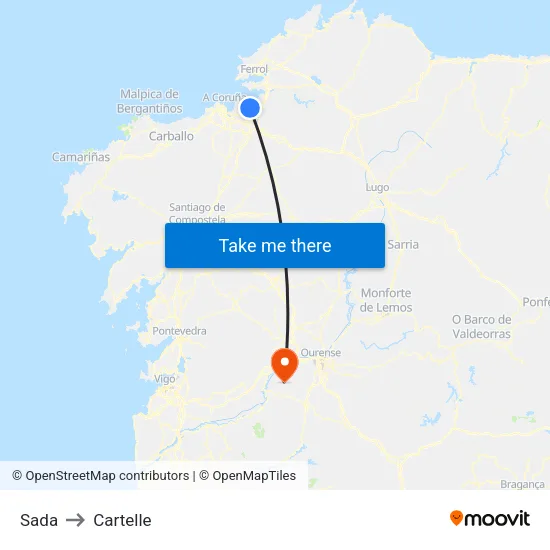 Sada to Cartelle map