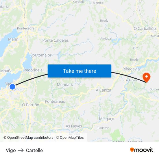 Vigo to Cartelle map