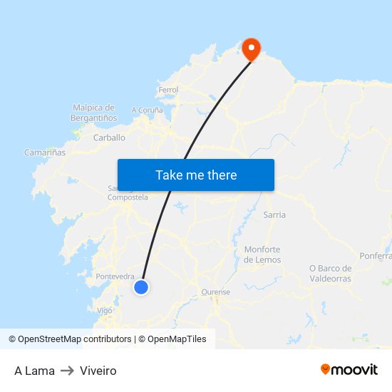 A Lama to Viveiro map