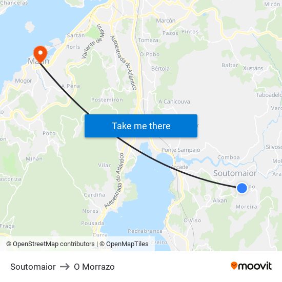 Soutomaior to O Morrazo map