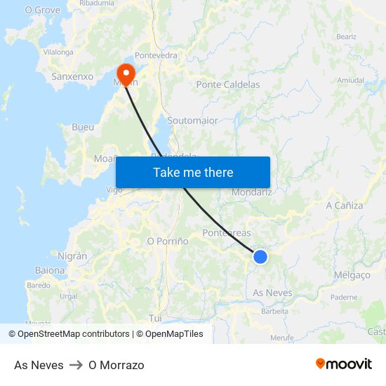 As Neves to O Morrazo map
