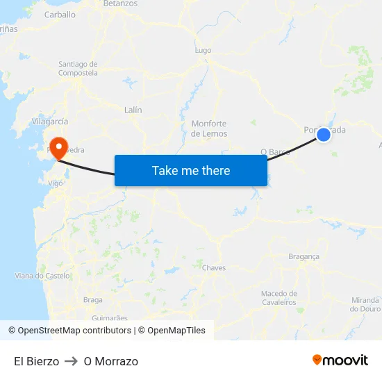 El Bierzo to O Morrazo map