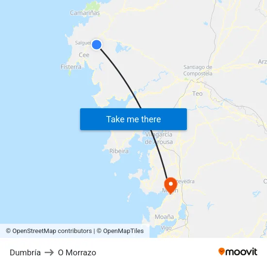 Dumbría to O Morrazo map