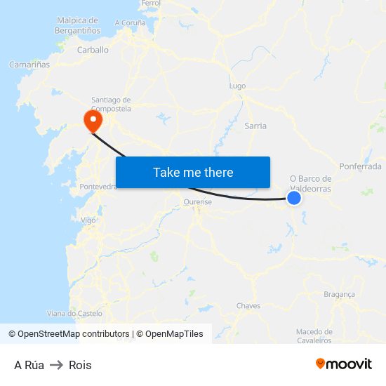 A Rúa to Rois map