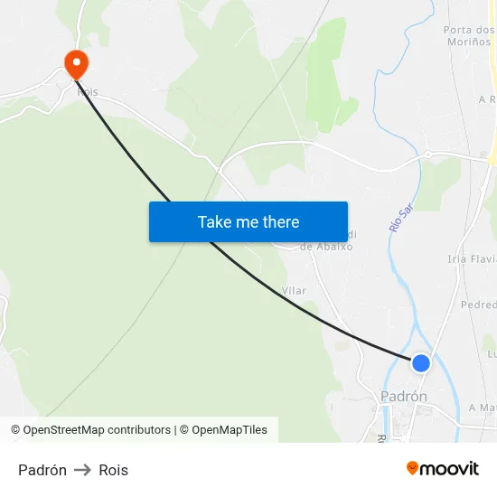 Padrón to Rois map