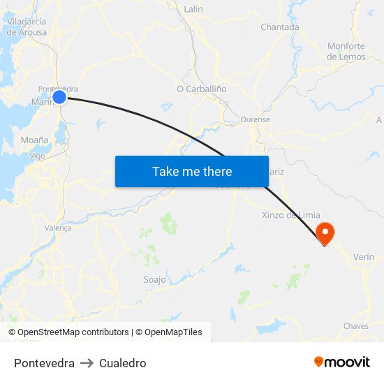 Pontevedra to Cualedro map