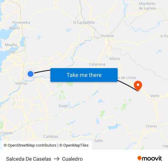 Salceda De Caselas to Cualedro map