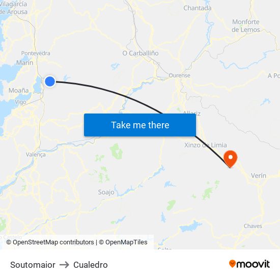 Soutomaior to Cualedro map