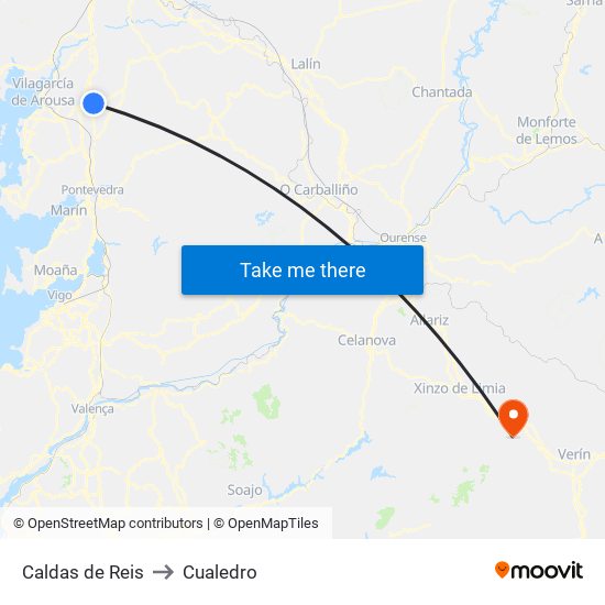 Caldas de Reis to Cualedro map