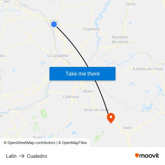 Lalín to Cualedro map