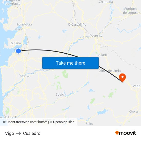 Vigo to Cualedro map