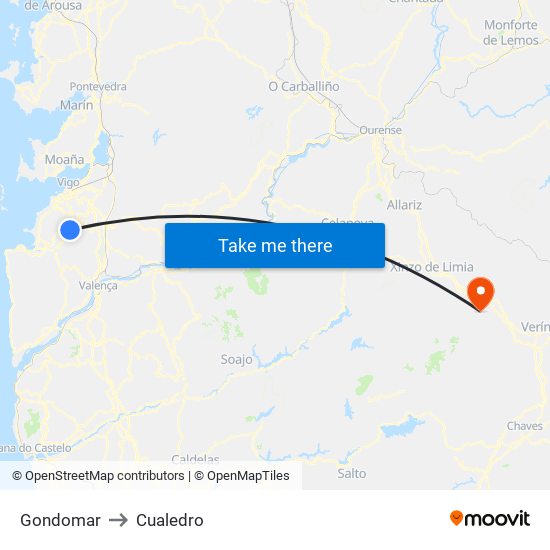 Gondomar to Cualedro map