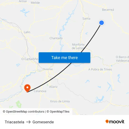 Triacastela to Gomesende map