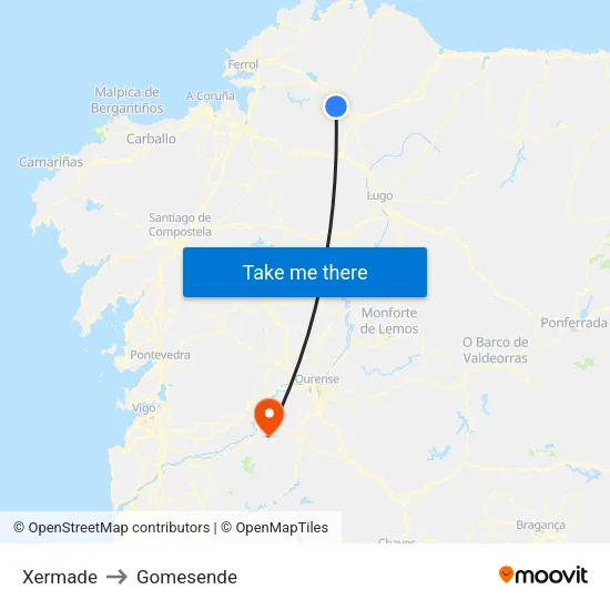 Xermade to Gomesende map