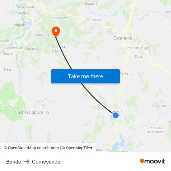 Bande to Gomesende map