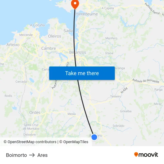 Boimorto to Ares map