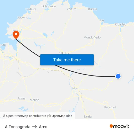 A Fonsagrada to Ares map