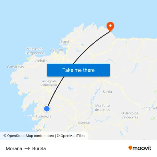 Moraña to Burela map