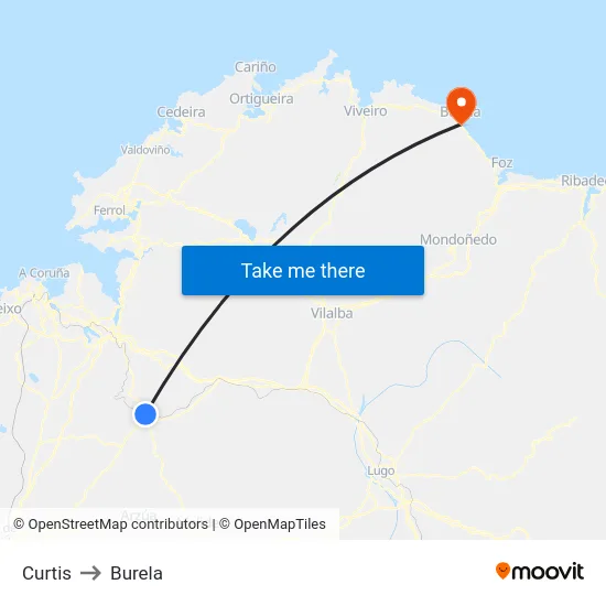 Curtis to Burela map