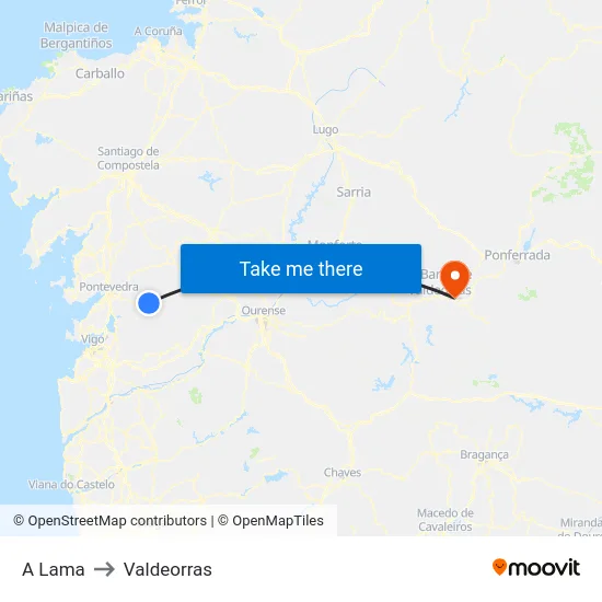 A Lama to Valdeorras map