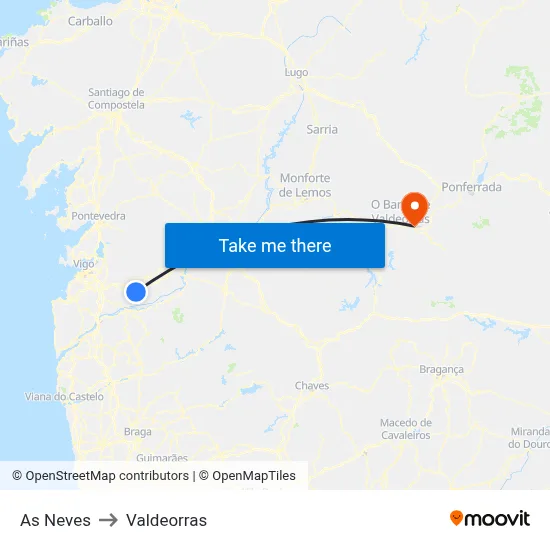 As Neves to Valdeorras map