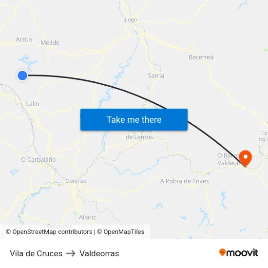Vila de Cruces to Valdeorras map